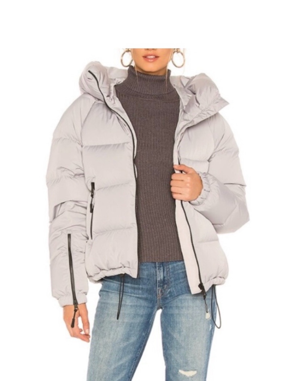 Soia & Kyo Light Gray Hooded Puffer Jacket